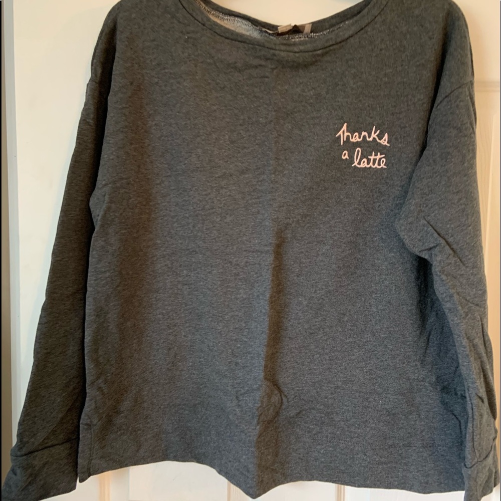 Loft casual sweatshirt, coffee-themed